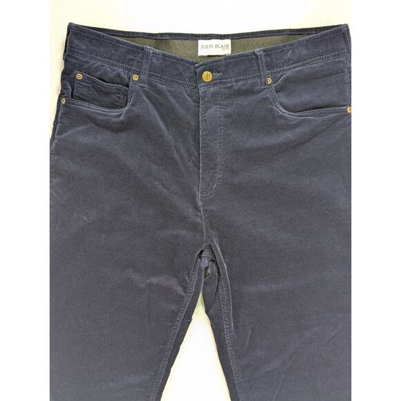 John Blair Navy Flat Front Straight Leg Corduroy Pants 36W 29L w/Elastic Waist - Picture 2 of 10